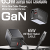 65W GaN Charger with Retractable USB-C Cable