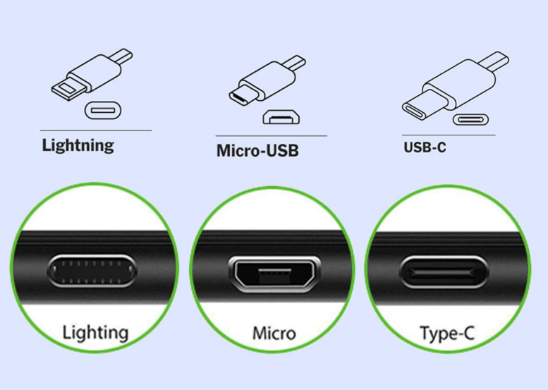 USB-C, Lightning, and Micro USB