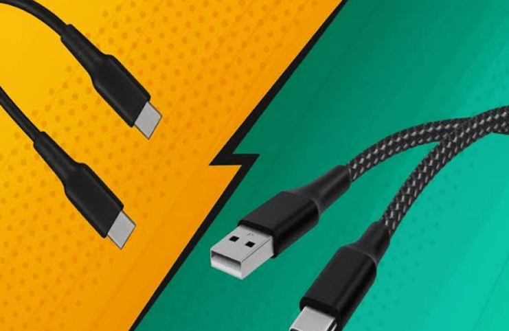 braided cable and a standard PVC cable