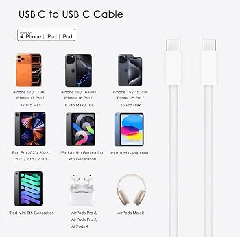 usb-c to usb-c cable for iphone 15 16 17