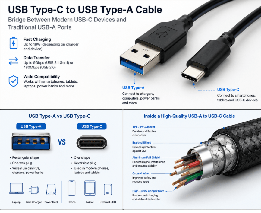 USB Type-C to USB Type-A Cable