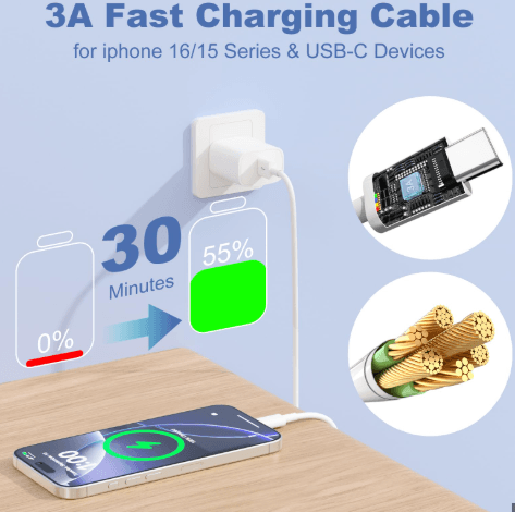 USB-A to USB-C CarPlay cable